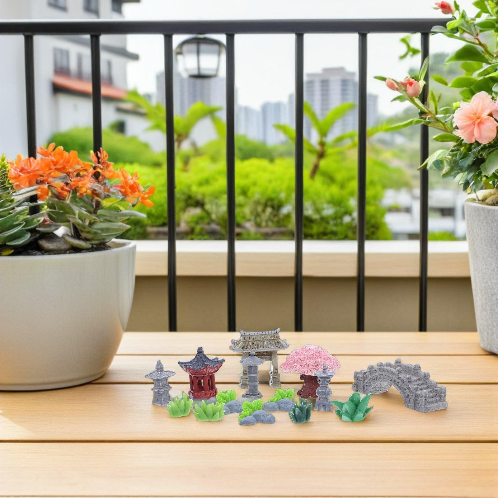 Bonsai Garden Desk - 1Set Resin Miniature Landscape Decoration Realistic
