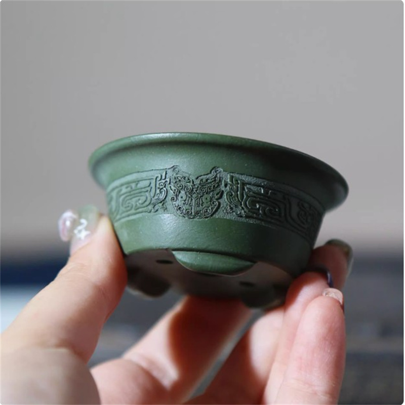 Bonsai Garden Desk - Ceramic Carved Mini Bonsai Pot,Small Vase,