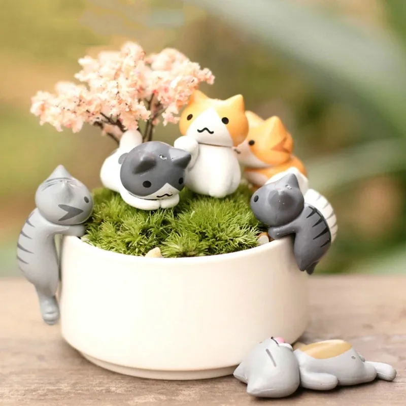 Bonsai Garden Gift - 6 Pcs/Set Cartoon Lucky Cat Home