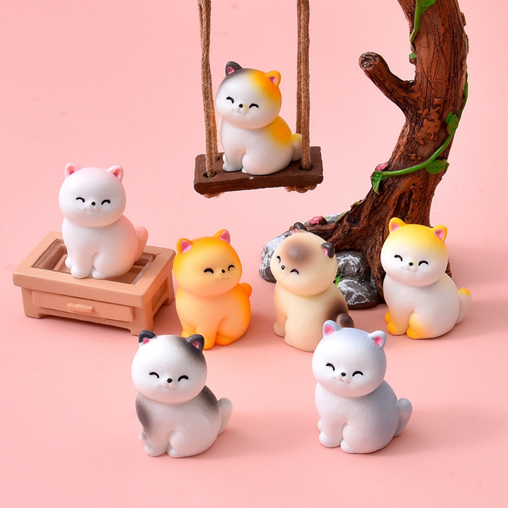 8pc Cute Smile Cat Small Anima - đánh giá và giá Bonsai Garden Gift