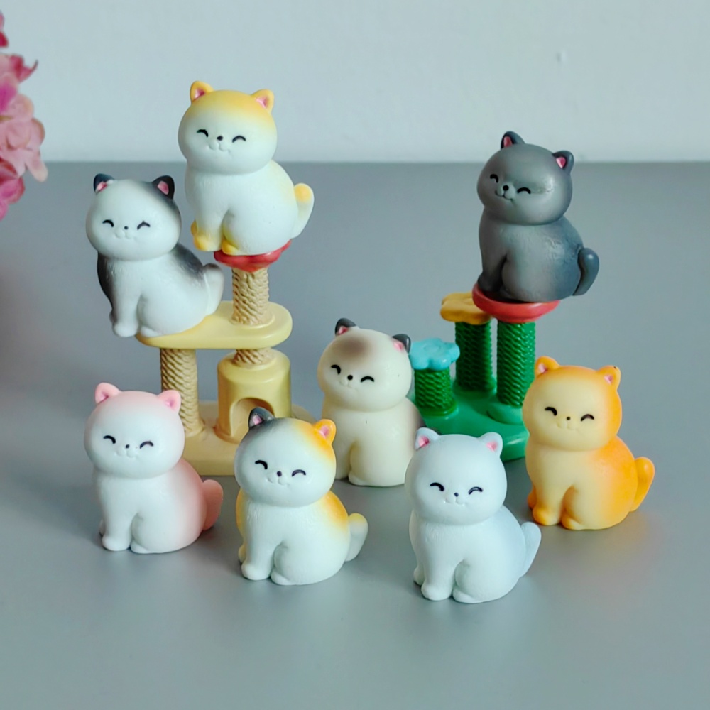 8pc Cute Smile Cat Small Anima - đánh giá và giá Bonsai Garden Gift